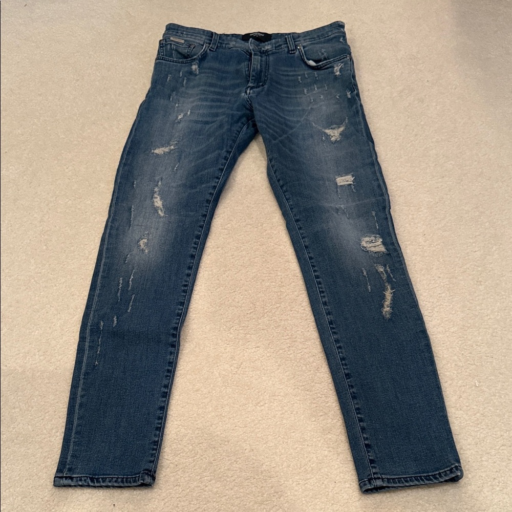 Represent England Men's Blue Distressed Jeans size: 32